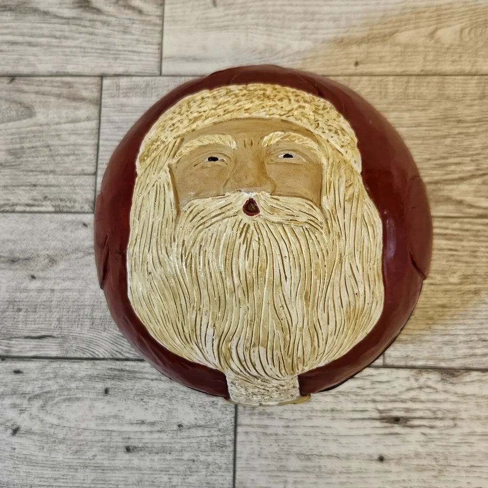 Briere Vintage Folk Art Pull Toy 1986 Santa Ball Xmas Roly Poly Ball ONLY Signed